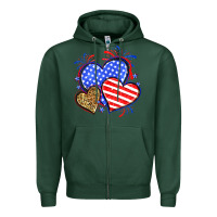 Sports Green American flag leopard hearts Zipper Hoodie - Neo Western