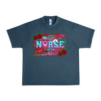 Midnight Navy valentines day nurse with leopard and turquoise ba Urban Heavy Tee - RanaPortraitStore
