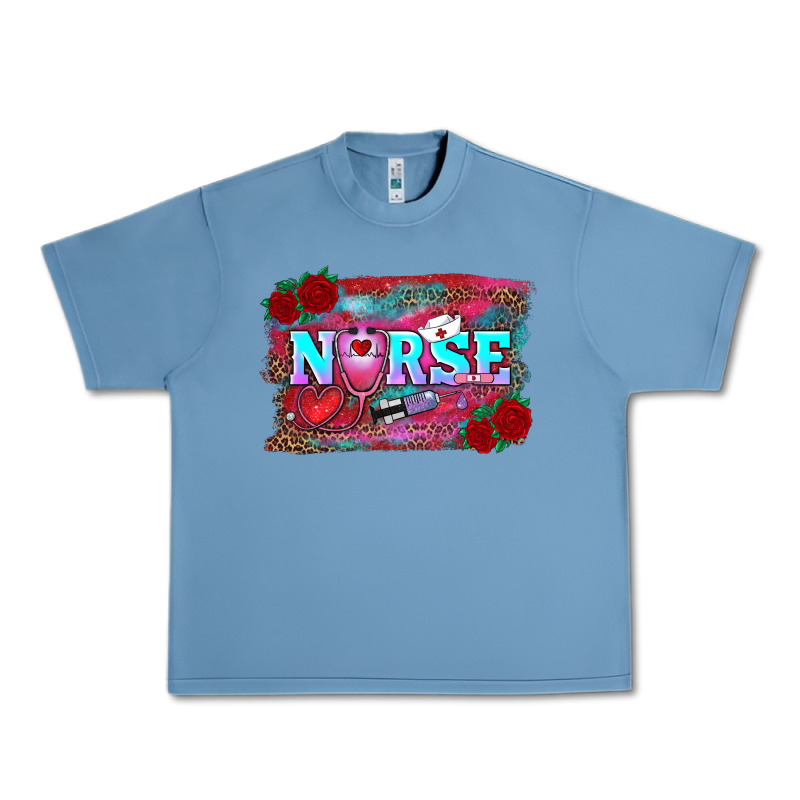 Valentines Day Nurse With Leopard And Turquoise Ba Urban Heavy Tee by RanaPortraitStore | Teevron