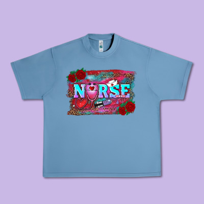 Valentines Day Nurse With Leopard And Turquoise Ba Urban Heavy Tee Designed By Ranaportraitstore
