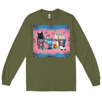 Army Green cat coffee cups Long Sleeve Tee - Zillion Design Studio