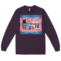 Plum cat coffee cups Long Sleeve Tee - Zillion Design Studio