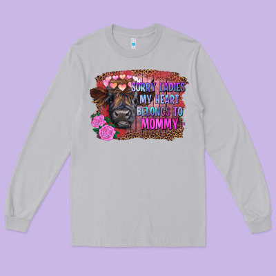 Sorry Ladies My Heart Belongs To Mommy Highland Calf Long Sleeve Tee Designed By Ranaportraitstore