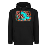 Black easter Leopard turquoise background Heavyweight Hoodie - JahusDesignShop