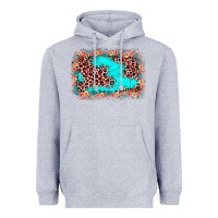 Heather Grey easter Leopard turquoise background Heavyweight Hoodie - JahusDesignShop