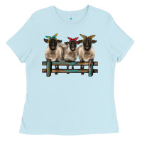 3 Sheeps Suffolk Ewe With Bandanas And Fence Ladies Tee | Teevron