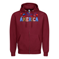 Burgundy Western America Zipper Hoodie - Neo Western