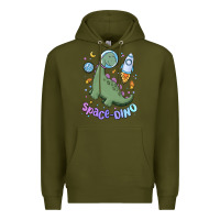 Army Green space dino Premium Hoodie - MaliasSmallBusiness