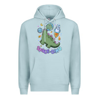 Blue Mist space dino Premium Hoodie - MaliasSmallBusiness
