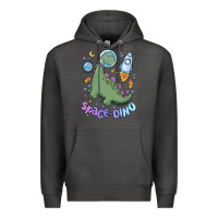 Charcoal Heather space dino Premium Hoodie - MaliasSmallBusiness