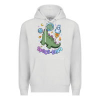Dove Grey space dino Premium Hoodie - MaliasSmallBusiness