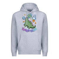 Heather Grey space dino Premium Hoodie - MaliasSmallBusiness