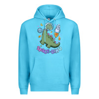 Ocean Blue space dino Premium Hoodie - MaliasSmallBusiness