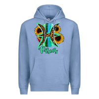 Colony Blue Pisces Zodiac Sign Sunflower Leopard Serape Premium Hoodie - RanaPortraitStore