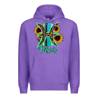 Purple Pisces Zodiac Sign Sunflower Leopard Serape Premium Hoodie - RanaPortraitStore