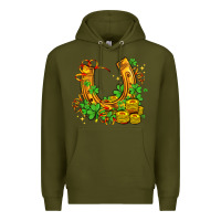 Army Green horseshoe with shamrocks and coin Premium Hoodie - AdoDesignShop