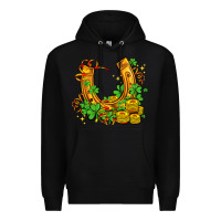 Horseshoe With Shamrocks And Coin Premium Hoodie | Teevron