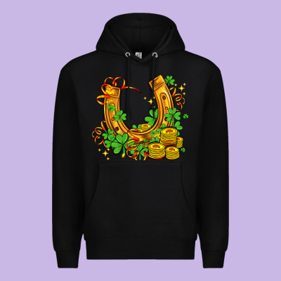 Horseshoe With Shamrocks And Coin Premium Hoodie Designed By Adodesignshop