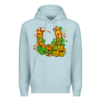 Blue Mist horseshoe with shamrocks and coin Premium Hoodie - AdoDesignShop