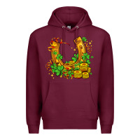 Burgundy horseshoe with shamrocks and coin Premium Hoodie - AdoDesignShop