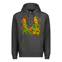 Charcoal Heather horseshoe with shamrocks and coin Premium Hoodie - AdoDesignShop