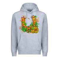 Heather Grey horseshoe with shamrocks and coin Premium Hoodie - AdoDesignShop