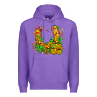 Purple horseshoe with shamrocks and coin Premium Hoodie - AdoDesignShop