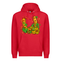 Red horseshoe with shamrocks and coin Premium Hoodie - AdoDesignShop