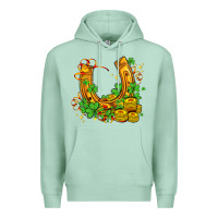 Seafoam horseshoe with shamrocks and coin Premium Hoodie - AdoDesignShop