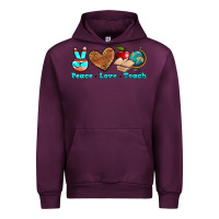 Mauve Wine peace love teach Urban Hoodie - NancyCooperArtShop