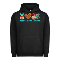 Pigment Black peace love teach Urban Hoodie - NancyCooperArtShop