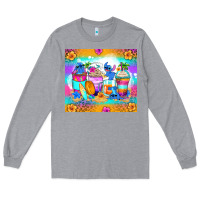 Heather Grey stitch summer coffee cups Long Sleeve Tee - Zillion Design Studio
