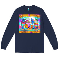 Navy stitch summer coffee cups Long Sleeve Tee - Zillion Design Studio
