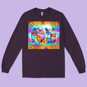 Stitch Summer Coffee Cups Long Sleeve Tee Designed By Zillion Design Studio