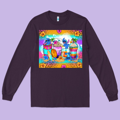 Stitch Summer Coffee Cups Long Sleeve Tee Designed By Zillion Design Studio