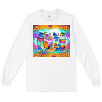 White stitch summer coffee cups Long Sleeve Tee - Zillion Design Studio