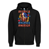 Black America skeleton 4th of july Zipper Hoodie - CowGirlArtShop