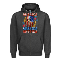 Charcoal Heather America skeleton 4th of july Zipper Hoodie - CowGirlArtShop