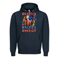 Navy America skeleton 4th of july Zipper Hoodie - CowGirlArtShop