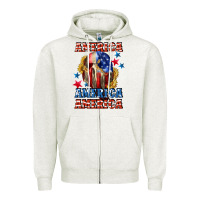 Oatmeal Heather America skeleton 4th of july Zipper Hoodie - CowGirlArtShop