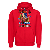 Red America skeleton 4th of july Zipper Hoodie - CowGirlArtShop