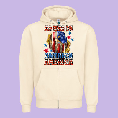 America Skeleton 4th Of July Zipper Hoodie Designed By Cowgirlartshop