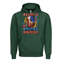 Sports Green America skeleton 4th of july Zipper Hoodie - CowGirlArtShop