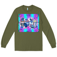 Army Green stitch coffee cups Long Sleeve Tee - Zillion Design Studio