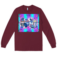 Burgundy stitch coffee cups Long Sleeve Tee - Zillion Design Studio