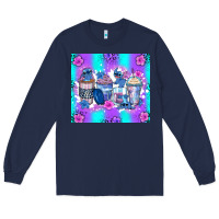 Navy stitch coffee cups Long Sleeve Tee - Zillion Design Studio