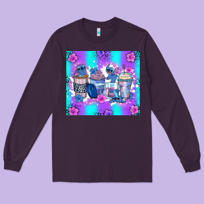 Stitch Coffee Cups Long Sleeve Tee Designed By Zillion Design Studio
