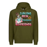 Army Green judging men by the standards of my book boyfriends Premium Hoodie - MaliasSmallBusiness