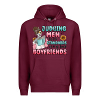 Burgundy judging men by the standards of my book boyfriends Premium Hoodie - MaliasSmallBusiness