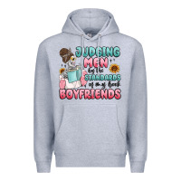 Heather Grey judging men by the standards of my book boyfriends Premium Hoodie - MaliasSmallBusiness